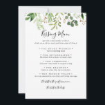 Eukalyptus Simple Wedding Kissing Menu Game Card<br><div class="desc">Diese eukalyptus einfache Hochzeitskissing Menü-Game-Karte ist perfekt für eine grüne Hochzeitsfeier. Das Design zeichnet sich durch kunstvoll handbemalte eukalyptus-grüne Blätter aus,  die in geometrische Formen angeordnet sind und die natürliche Schönheit inspiriere.</div>