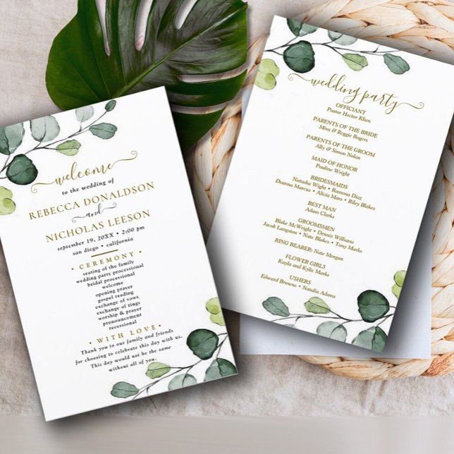 Eukalyptus Simple Wedding Program (Von Creator hochgeladen)