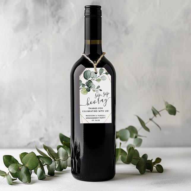 Eukalyptus-Sip-Hooray-Engagement-Partei Geschenkanhänger (Eucalyptus Sip Sip Hooray Engagement Party Favor Gift Tags)
