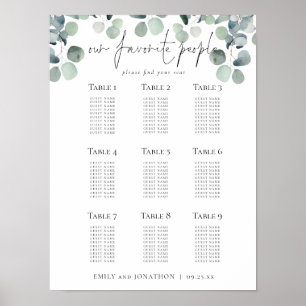 Eukalyptus-Sitzplan Hochzeit Liebhaber Poster
