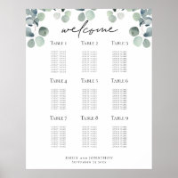 Eukalyptus-Sitzplan Hochzeitsplanung Begrüßungsübe