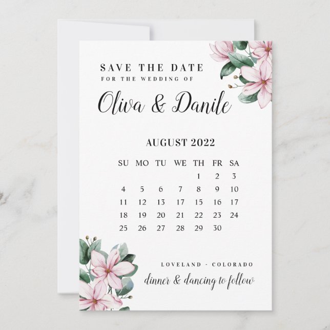 Eukalyptus-Skriptkalender-Foto Save the Date Einladung (Vorderseite)