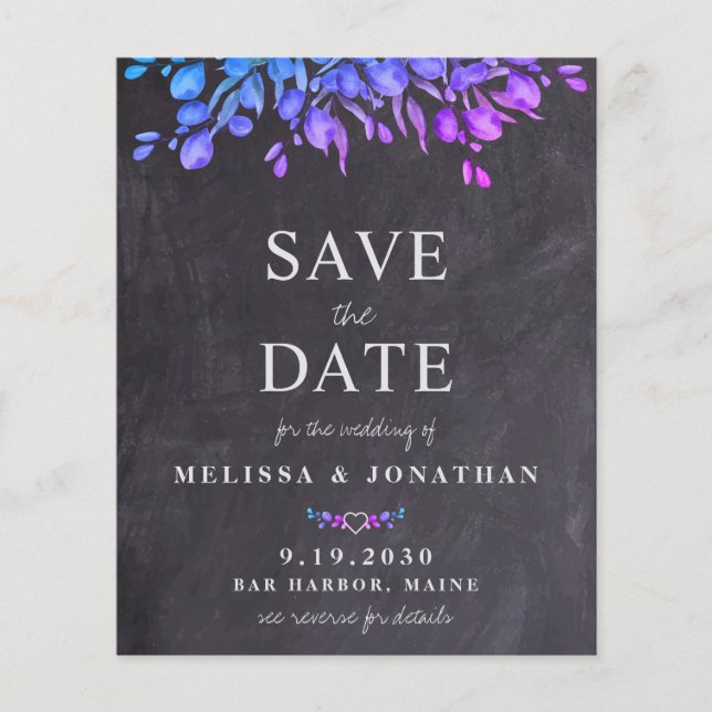 Eukalyptus Slate QR Code Wedding Save the Date Inv (Vorderseite)
