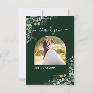 Eukalyptus smaragdgrüne Hochzeit des modernen Foto Dankeskarte