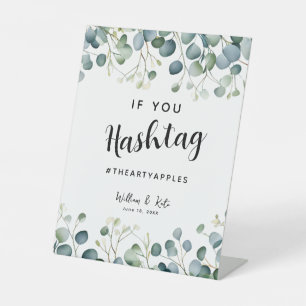 Eukalyptus Social Media Hochzeitsparty Hashtag Sockelschild