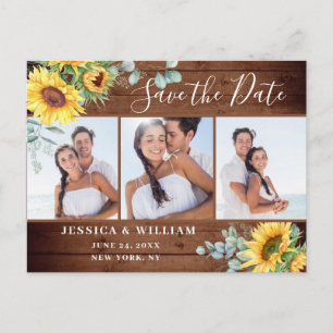 Eukalyptus Sonnenblume 3 FOTO Hochzeit Sichern Dat Ankündigungspostkarte