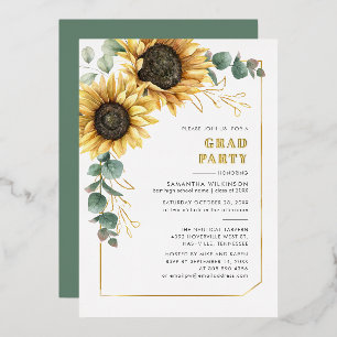 Eukalyptus-Sonnenblume Abschluss 2025 Party Folieneinladung