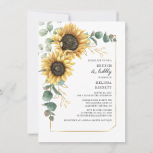 Eukalyptus Sonnenblume Floral Grün Brunch Sprudeln Einladung