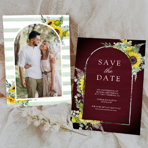 Eukalyptus-Sonnenblume Foto Burgundy Wedding Save The Date