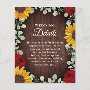 Eukalyptus-Sonnenblume Rote Rose Holz Hochzeitdeta