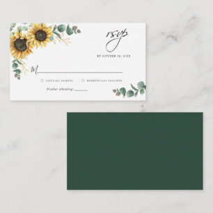 Eukalyptus-Sonnenblumen-Blumen-Hochzeit-RSVP Mitteilungskarte