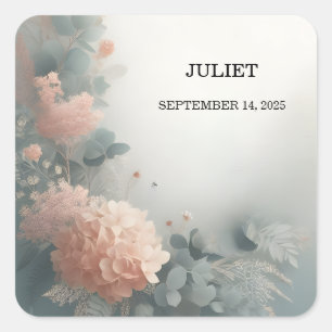 Eukalyptus-Spitze-Tüll-Staubblau-Brautparty Quadratischer Aufkleber