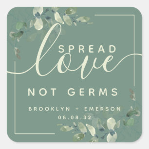 Eukalyptus Spread-Liebe Nicht Germs Hand Sanitizer Quadratischer Aufkleber