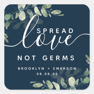 Eukalyptus Spread-Liebe nicht Germs Hand Sanitizer Quadratischer Aufkleber