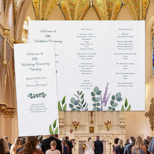 Eukalyptus-Stiele gefaltetes Hochzeitsprogramm