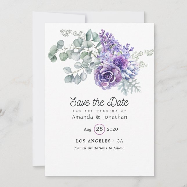 Eukalyptus succulents Wedding Save The Date (Vorderseite)
