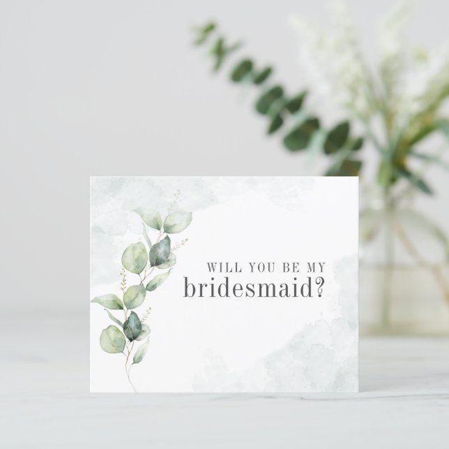 Eukalyptus succuly Budget be My Bridesmaid Card (Stehend Vorderseite)