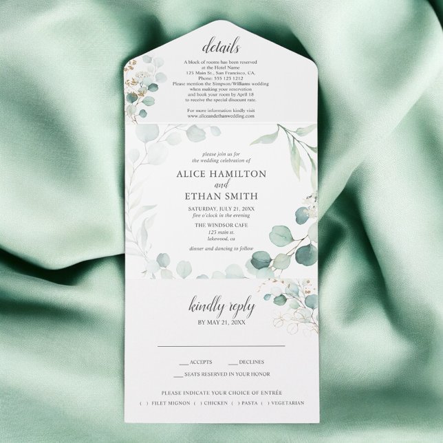 Eukalyptus Summer Wedding All In One Einladung (Von Creator hochgeladen)