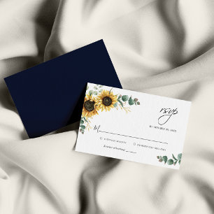 Eukalyptus Sunflower Bloral Wedding RSVP Card Mitteilungskarte