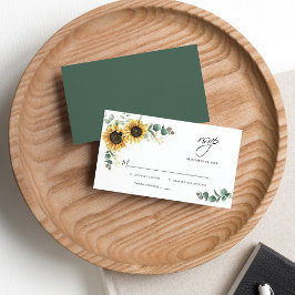 Eukalyptus Sunflower Bloral Wedding RSVP Card Mitteilungskarte