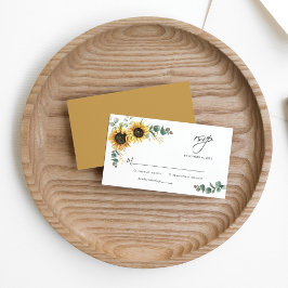 Eukalyptus Sunflower Bloral Wedding RSVP Mitteilungskarte