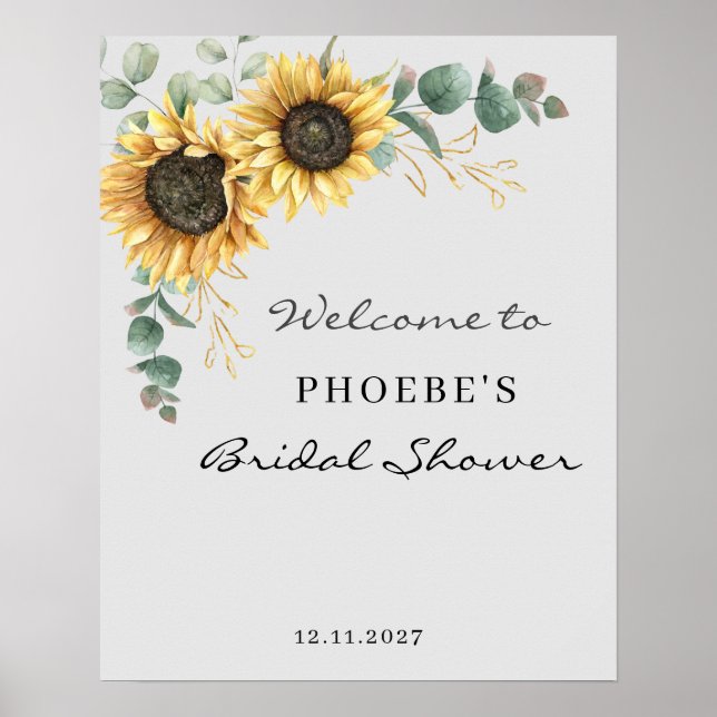 Eukalyptus Sunflower Brautparty Willkommen Poster (Vorne)