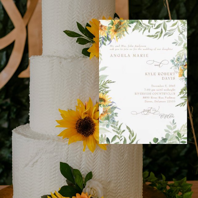 Eukalyptus Sunflower Elegance Hochzeit Einladung (Von Creator hochgeladen)