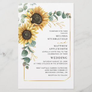 Eukalyptus Sunflower Geometric Wedding Einladung