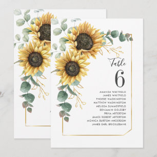 Eukalyptus Sunflower Hochzeitssaison - Tischnummer