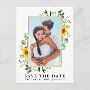 Eukalyptus Sunflower Save the Date Postkarte
