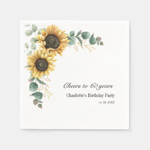 Eukalyptus Sunflower Script 60. Geburtstag Serviette