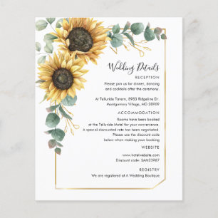Eukalyptus Sunflower Wedding Details Card