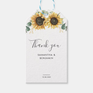 Eukalyptus Sunflower Wedding Geschenkanhänger