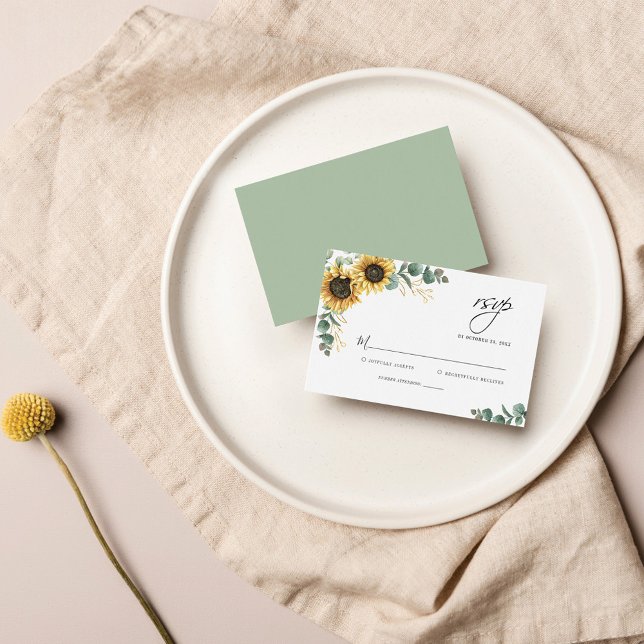 Eukalyptus Sunflower Wedding RSVP Card Mitteilungskarte (Von Creator hochgeladen)