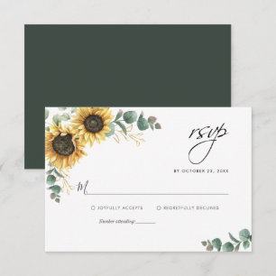 Eukalyptus Sunflower Wedding RSVP Card Mitteilungskarte