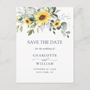 Eukalyptus Sunflower Wedding Save the Date QR Code Postkarte