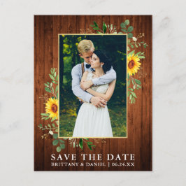 Eukalyptus Sunflower Wood Save the Date Postkarte