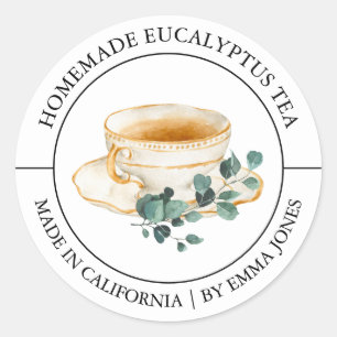 Eukalyptus Tea Modernes Etikett Runder Aufkleber