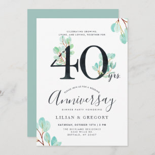 Eukalyptus-Thema zum 40-jährigen Jubiläum zusammen Einladung