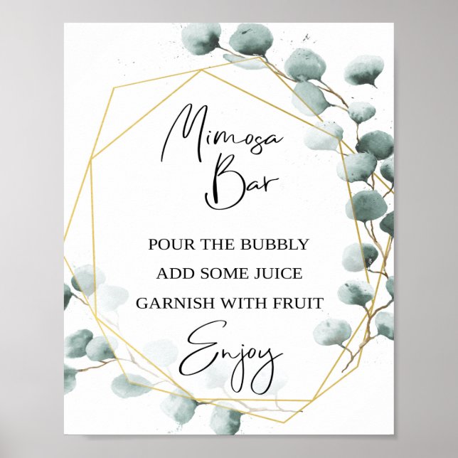 Eukalyptus Themed Mimosa Bar Sign Poster (Vorne)