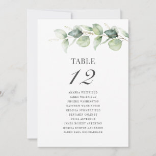 Eukalyptus-Tischnummer Hochzeitstabelle
