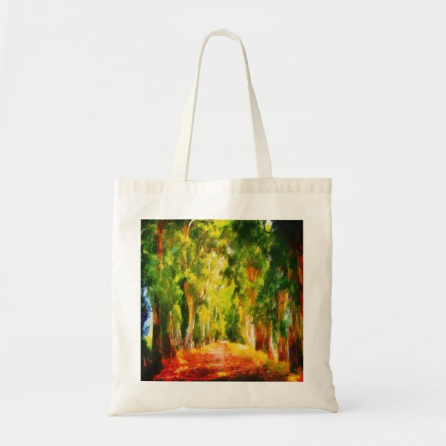 Eukalyptus Tree Lined Avenue Pointillism Art Tragetasche (Vorne)