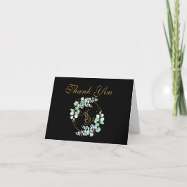 Eukalyptus und Gold auf der personalisierten Hochz Dankeskarte