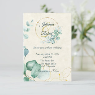 Eukalyptus- und Gold-Budget-Hochzeitseinladung Einladung
