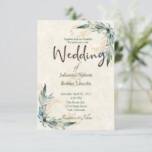 Eukalyptus- und Gold-Hochzeitseinladung Einladung