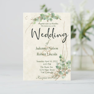 Eukalyptus- und Gold-Hochzeitseinladung Einladung