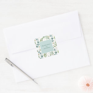 Eukalyptus und Goldcouple Wedding Quadratischer Aufkleber