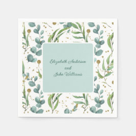 Eukalyptus und Goldcouple Wedding Serviette