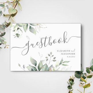 Eukalyptus und goldene Grüne Hochzeit Gästebuch
