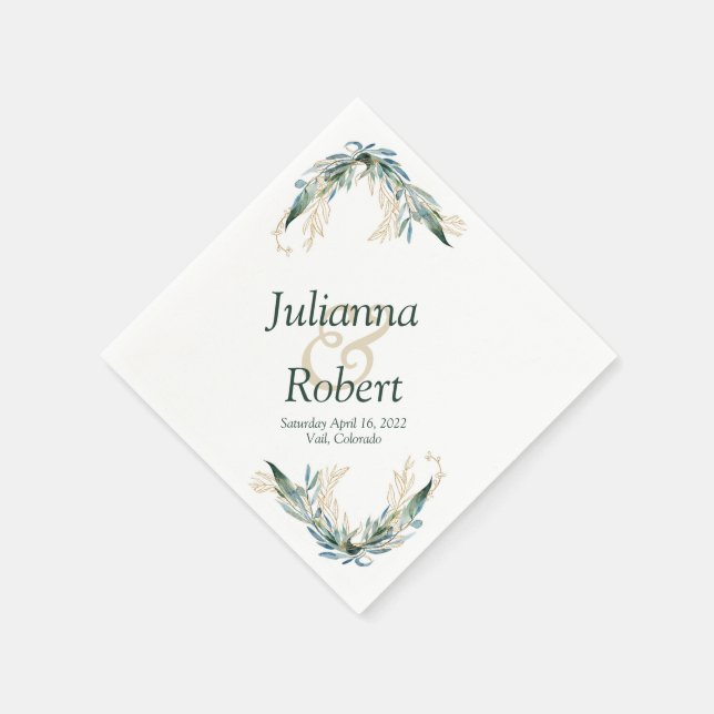 Eukalyptus und Goldnacken Serviette (Ecke)